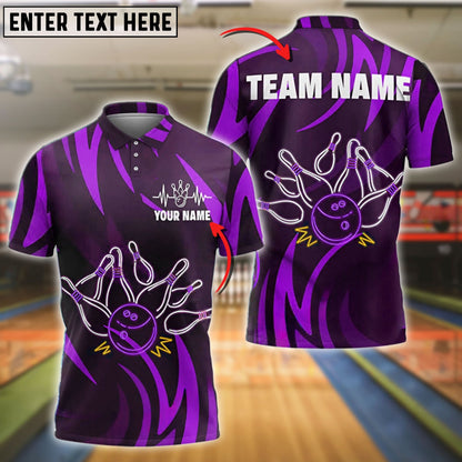 Bowling Neon Explosion Customized Name, Team Name 3D Shirt (4 Colors)