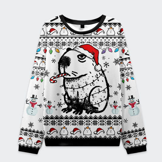 Capybara Smoking Christmas Ugly Sweatshirt