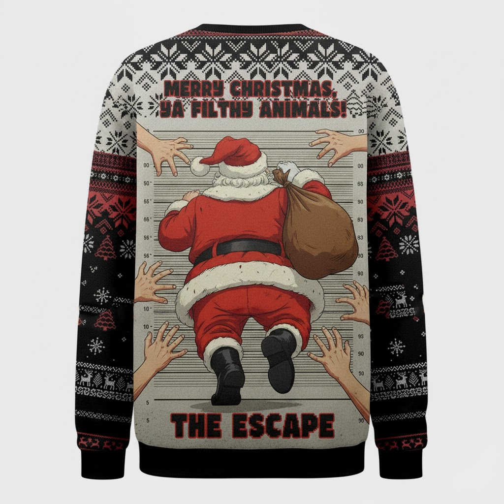 🎅 Merry Christmas Ya Filthy Animals Sweater – Santa Mugshot Funny Xmas Jumper