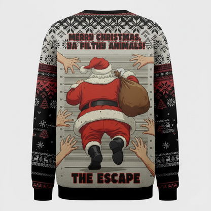 🎅 Merry Christmas Ya Filthy Animals Sweater – Santa Mugshot Funny Xmas Jumper
