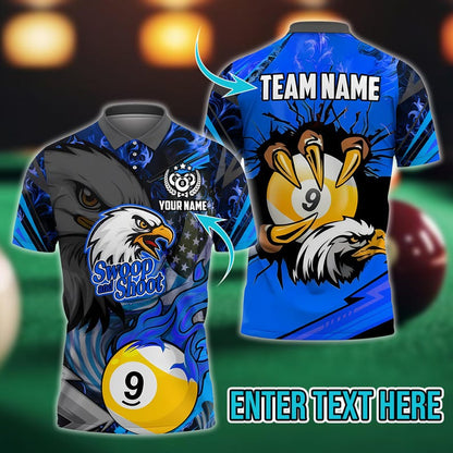 Billiard Eagle Claw 9 Ball Firestorm American Flag Multicolor Options Personalized Name, Team Name 3D Shirt, Gift For Dad, For Man.