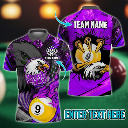 Billiard Eagle Claw 9 Ball Firestorm American Flag Multicolor Options Personalized Name, Team Name 3D Shirt, Gift For Dad, For Man.