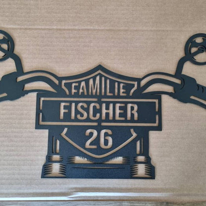 Custom Biker Harley Wall Sign with House Number and Name