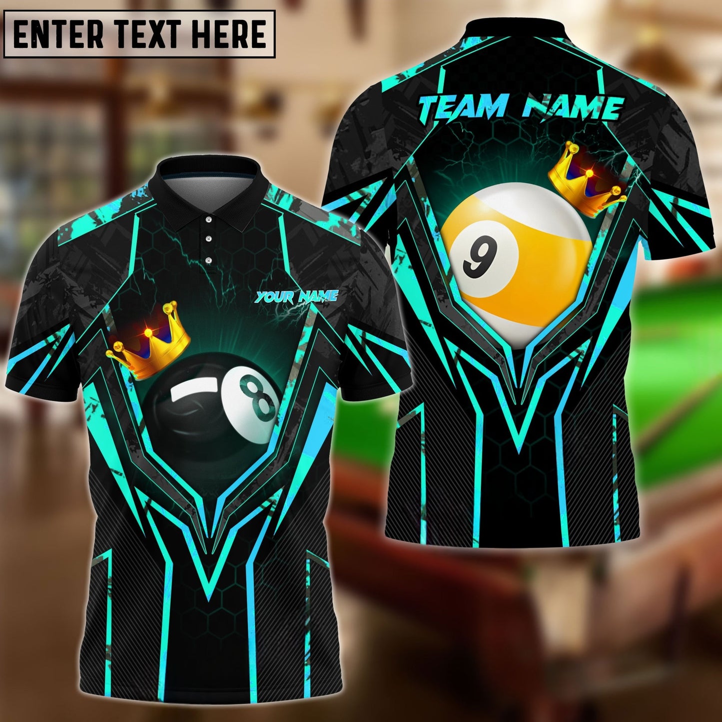 Billiards King 8 Ball & 9 Ball Personalized Name, Team Name Shirt