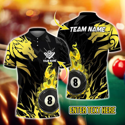 Billiard Golden Dragon Eight Ball Multicolor Options Personalized Name, Team Name 3D Shirt, Gift For Dad, For Man.