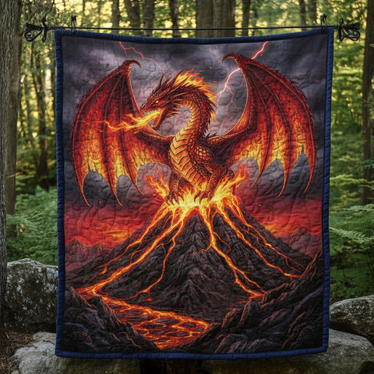 Volcano Fury Lava Dragon Eruption Art Quilt