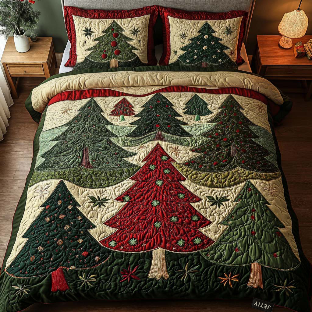 Forest Of Joy 3-Piece Quilted Bedding Set