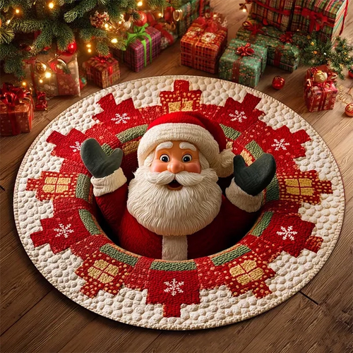 Santa in the Gift Pit 3D Holiday Rug