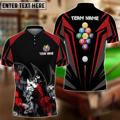 Billiards Ball 9 Broken Fire Personalized Name & Team Name Shirt