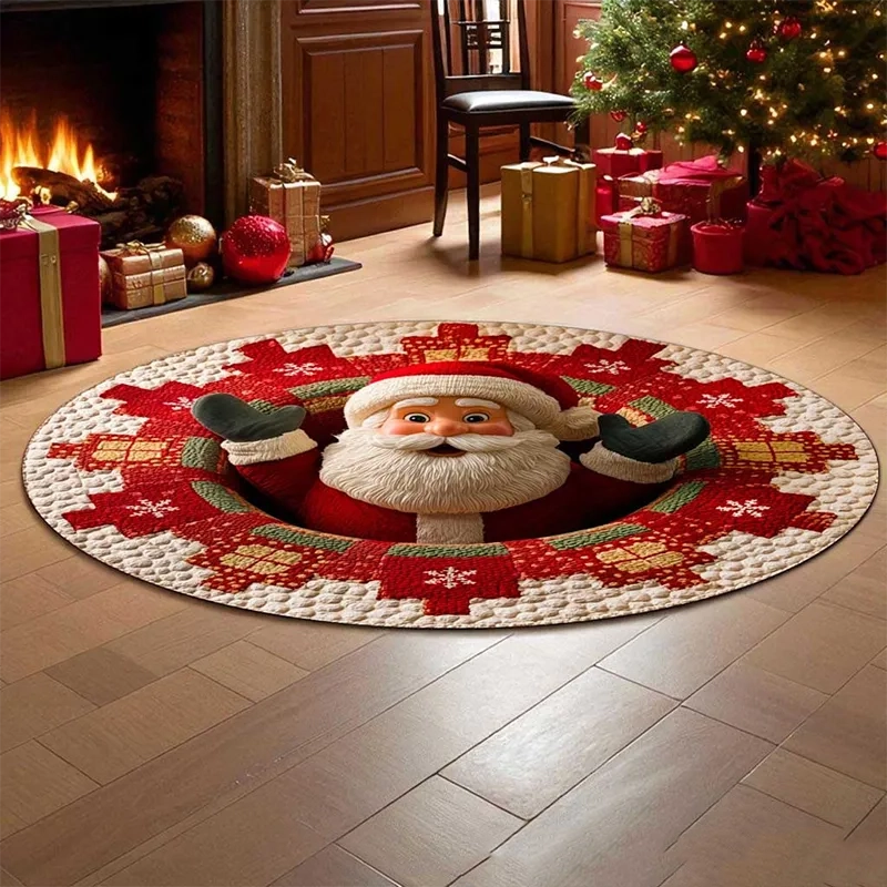Santa in the Gift Pit 3D Holiday Rug