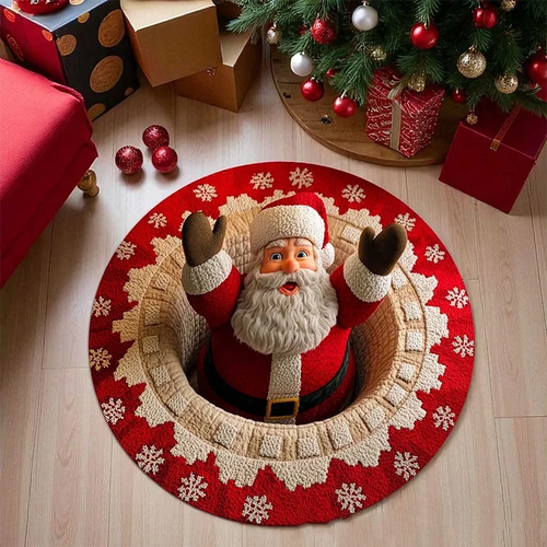 Santa Pop-Up Chimney Illusion Rug