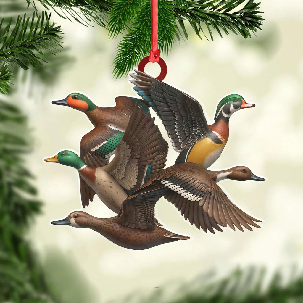 Flying Duck Acrylic Christmas Ornament - 3D Waterfowl Hunting Decor, Duck Hunter Gift Idea