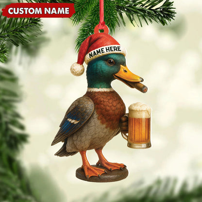 Personalized Mallard Duck Christmas Acrylic Ornament Custom Name Holiday Decor for Hunters & Nature Lovers
