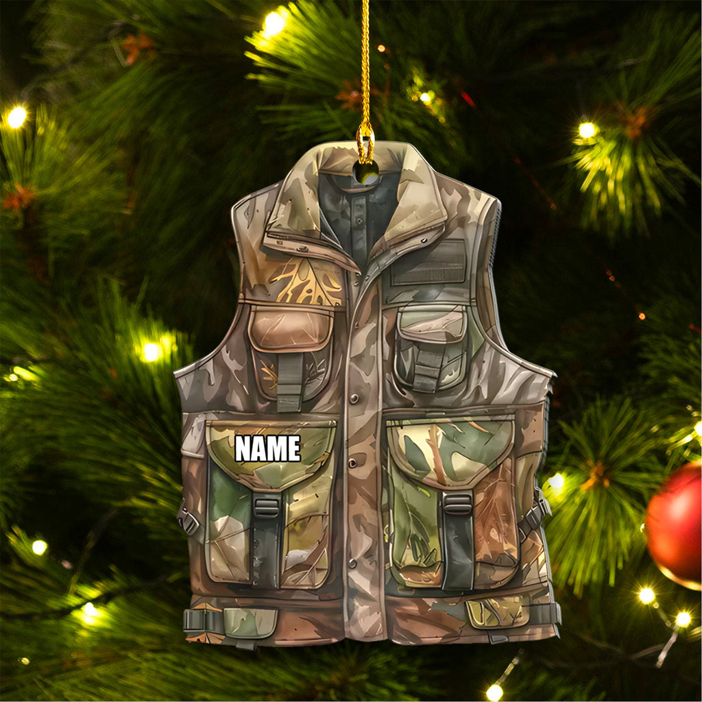 Personalized Camo Hunting Vest Ornament Custom Name Christmas Tree Decoration Gift for Hunters