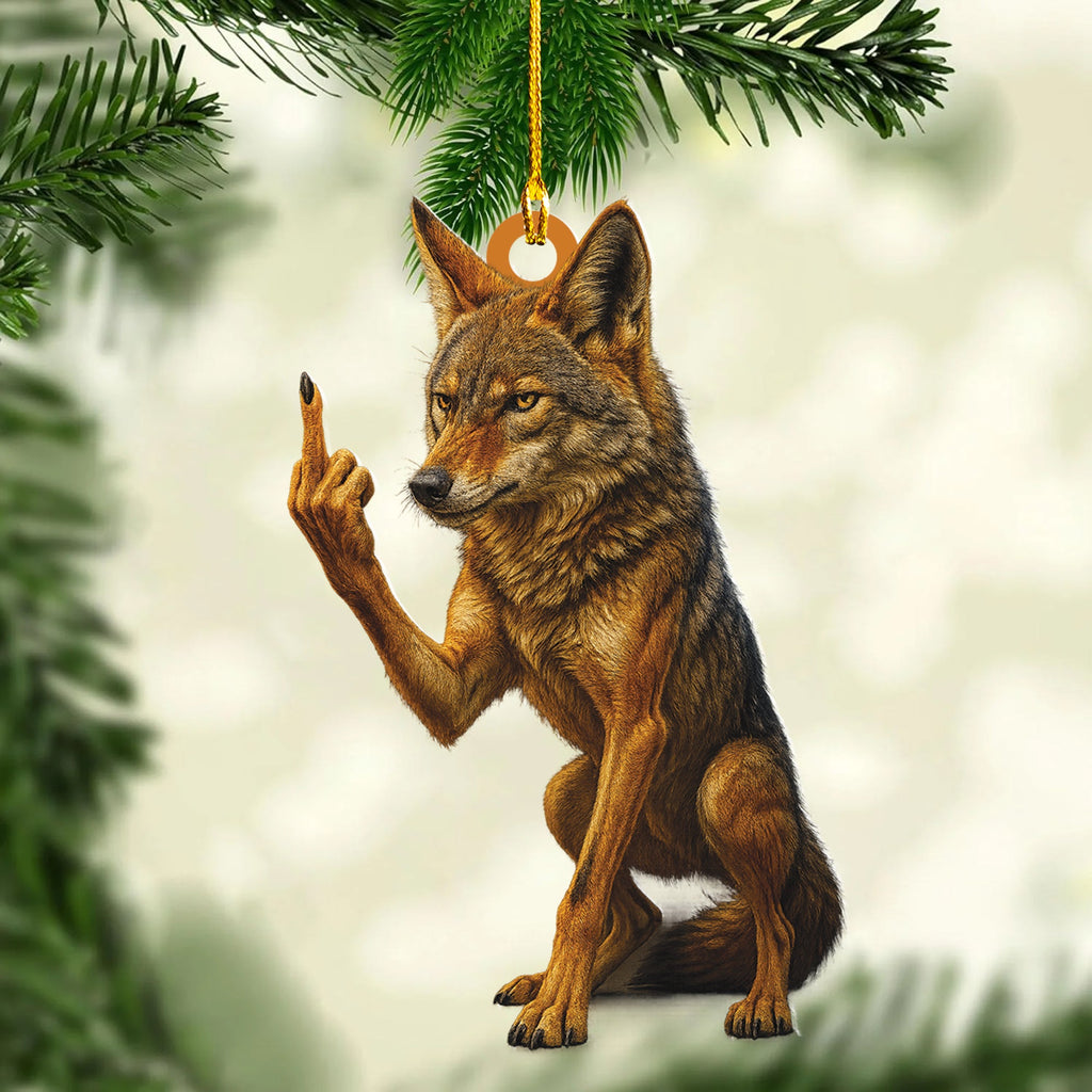 Personalized Funny Coyote Fukin' Finger Hunting Acrylic Christmas Ornament - Custom Gift for Hunters