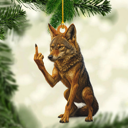 Personalized Funny Coyote Fukin' Finger Hunting Acrylic Christmas Ornament - Custom Gift for Hunters