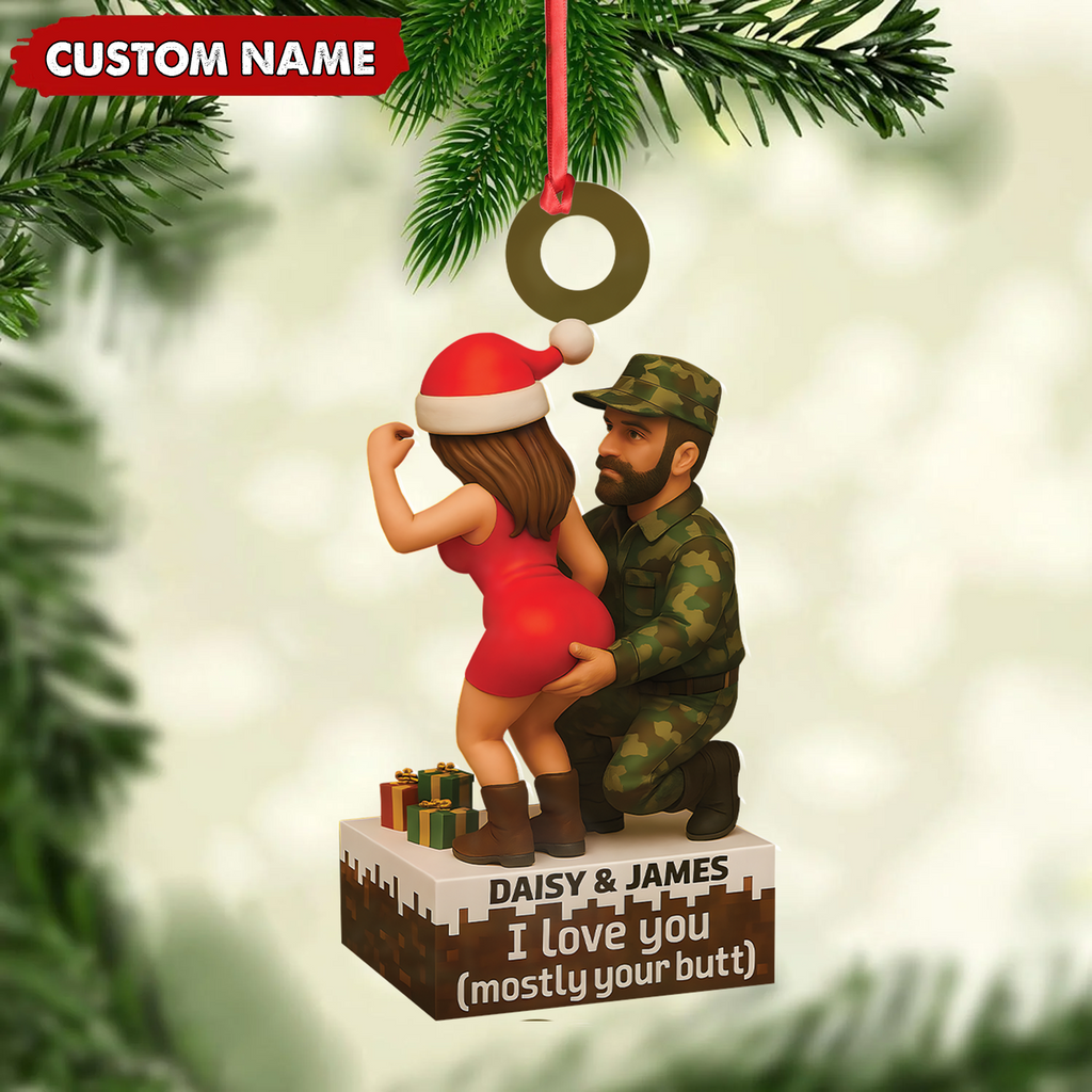 Personalized Funny Hunter Couple Acrylic Ornament - Custom Name Christmas Gift for Him or Her