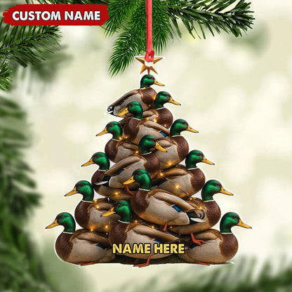 Personalized Acrylic Mallard Duck Christmas Tree Ornament - Custom Hunting Holiday Decoration