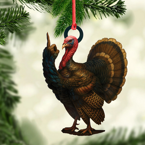 Personalized Funny Turkey Acrylic Ornament - Hilarious Christmas Decoration for Hunters