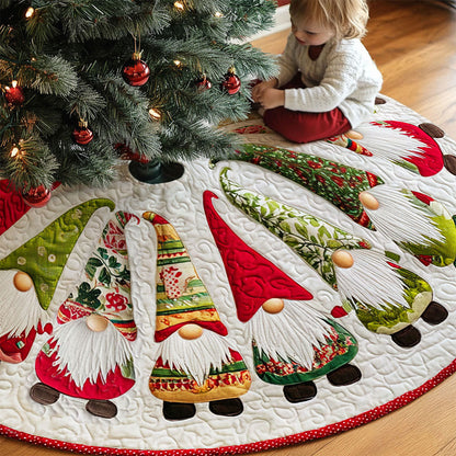 Christmas Tree Skirt with Gnome Round Rug