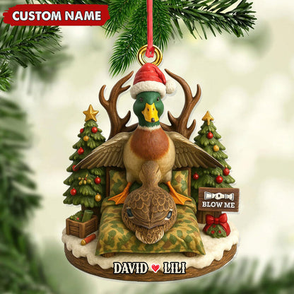 Funny Duck Hunter Couple Ornament, Personalized Christmas Gift for Hunting Lovers