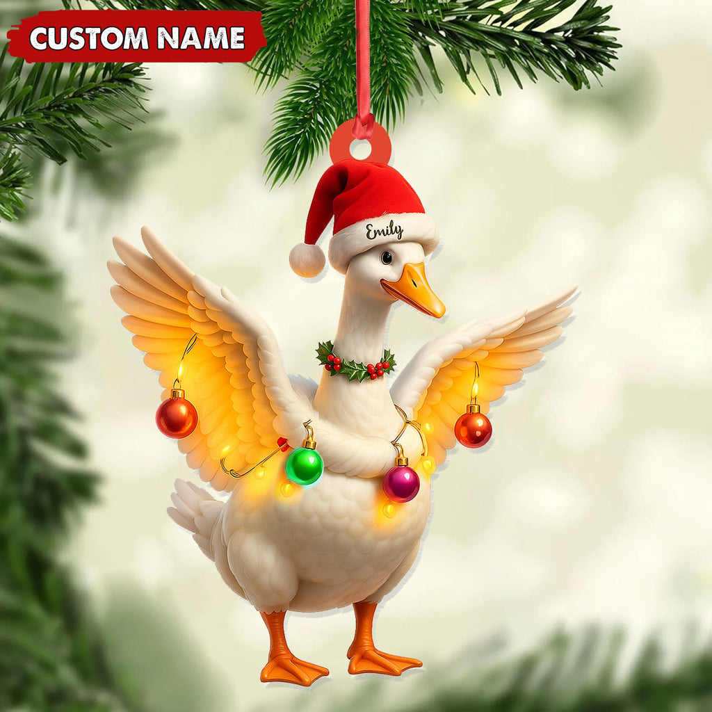 Custom Funny Christmas Duck Decoration Acrylic Ornament – Cute Personalized Holiday Gift for Friends & Duck Lovers