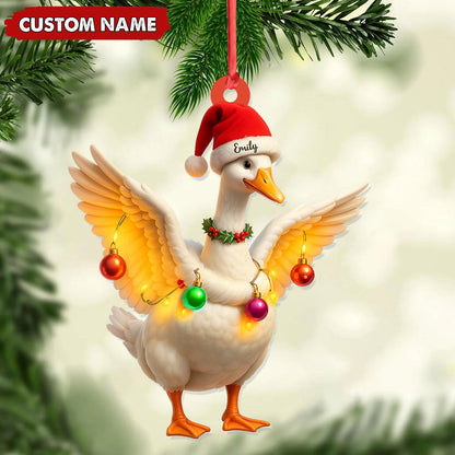 Custom Funny Christmas Duck Decoration Acrylic Ornament – Cute Personalized Holiday Gift for Friends & Duck Lovers