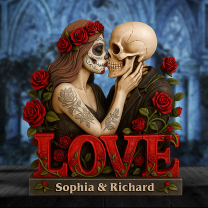 Skull Couple Acrylic Plaque - Personalized Gifts For Couple