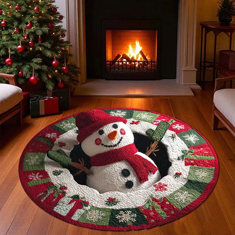 Peekaboo Snowman 3D Christmas Rug
