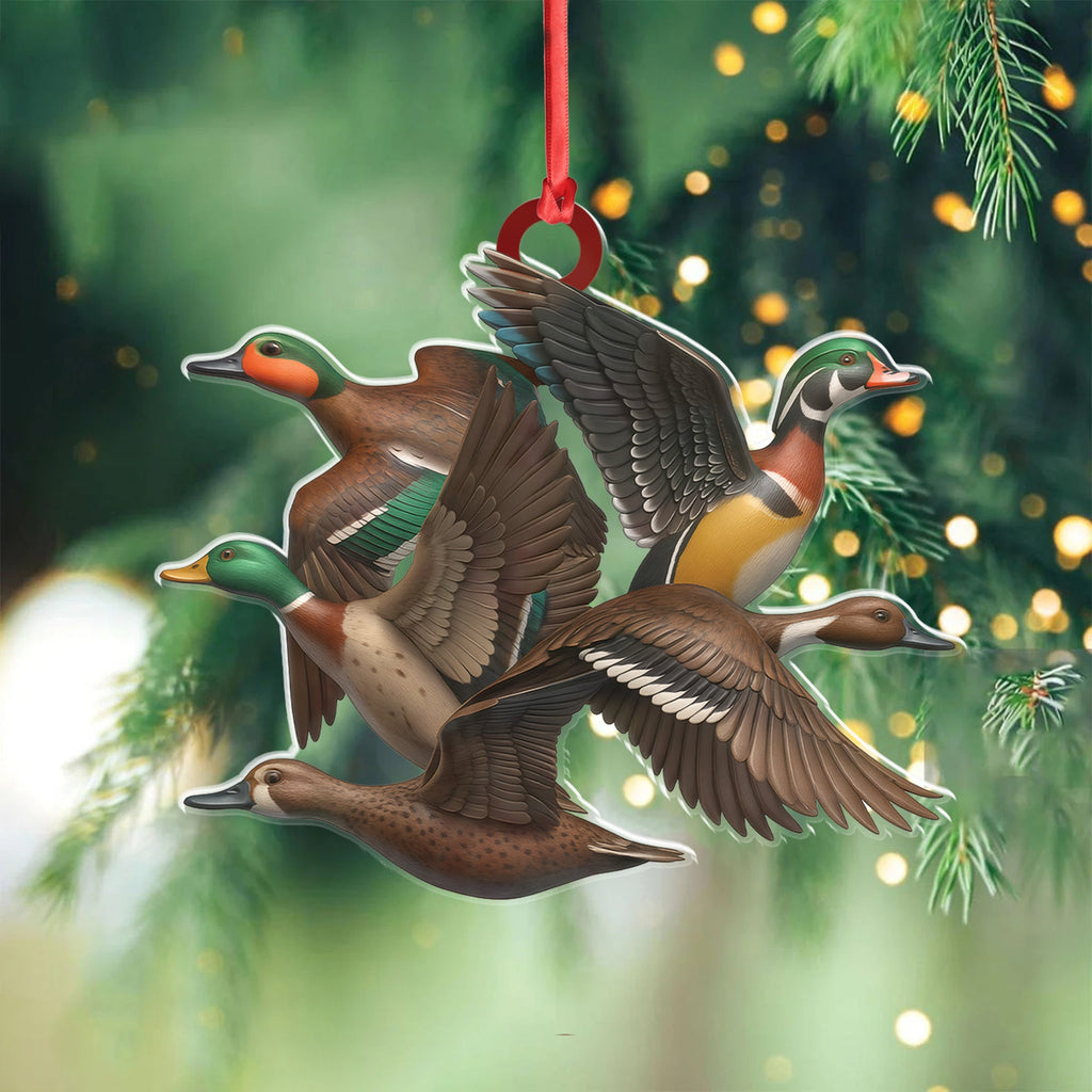 Flying Duck Acrylic Christmas Ornament - 3D Waterfowl Hunting Decor, Duck Hunter Gift Idea