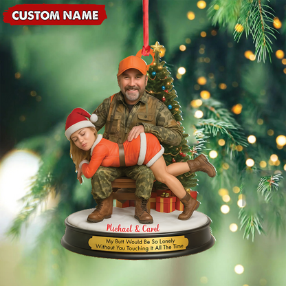 Personalized Funny Hunter Couple Christmas Acrylic Ornament - Custom Name Christmas Gift for Him or Her
