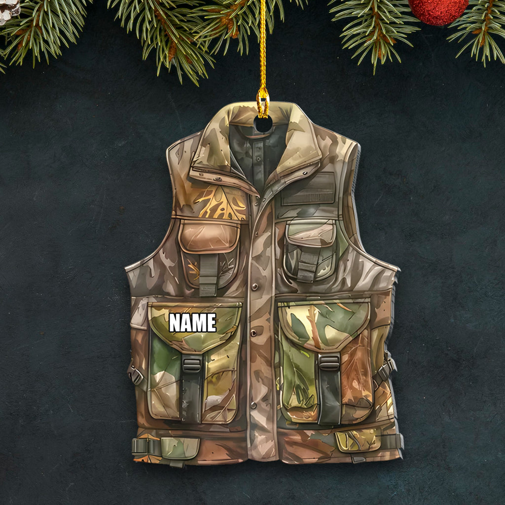 Personalized Camo Hunting Vest Ornament Custom Name Christmas Tree Decoration Gift for Hunters