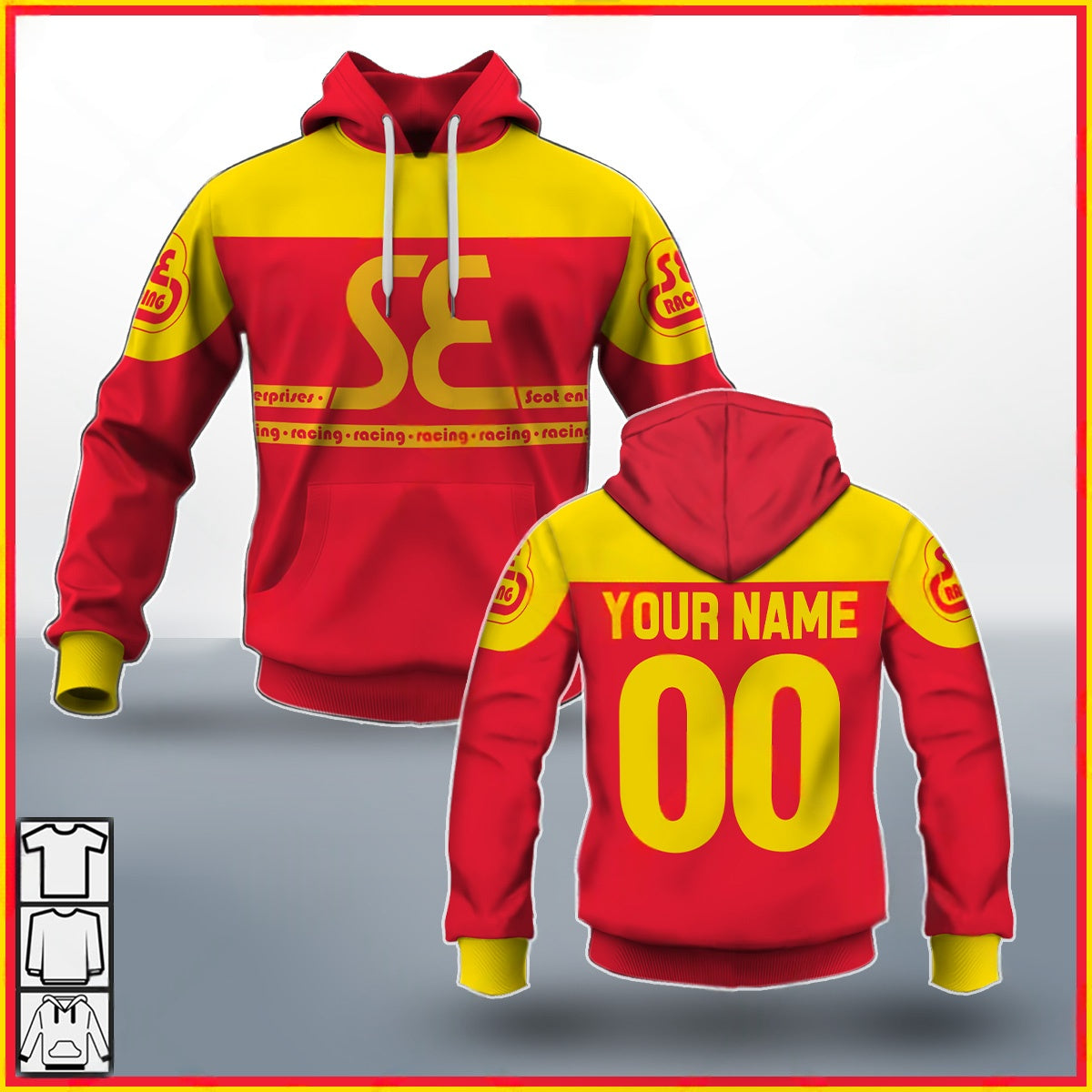 Personalized SE Racing BMX Oldschool Vintage Retro Red Yellow Jersey