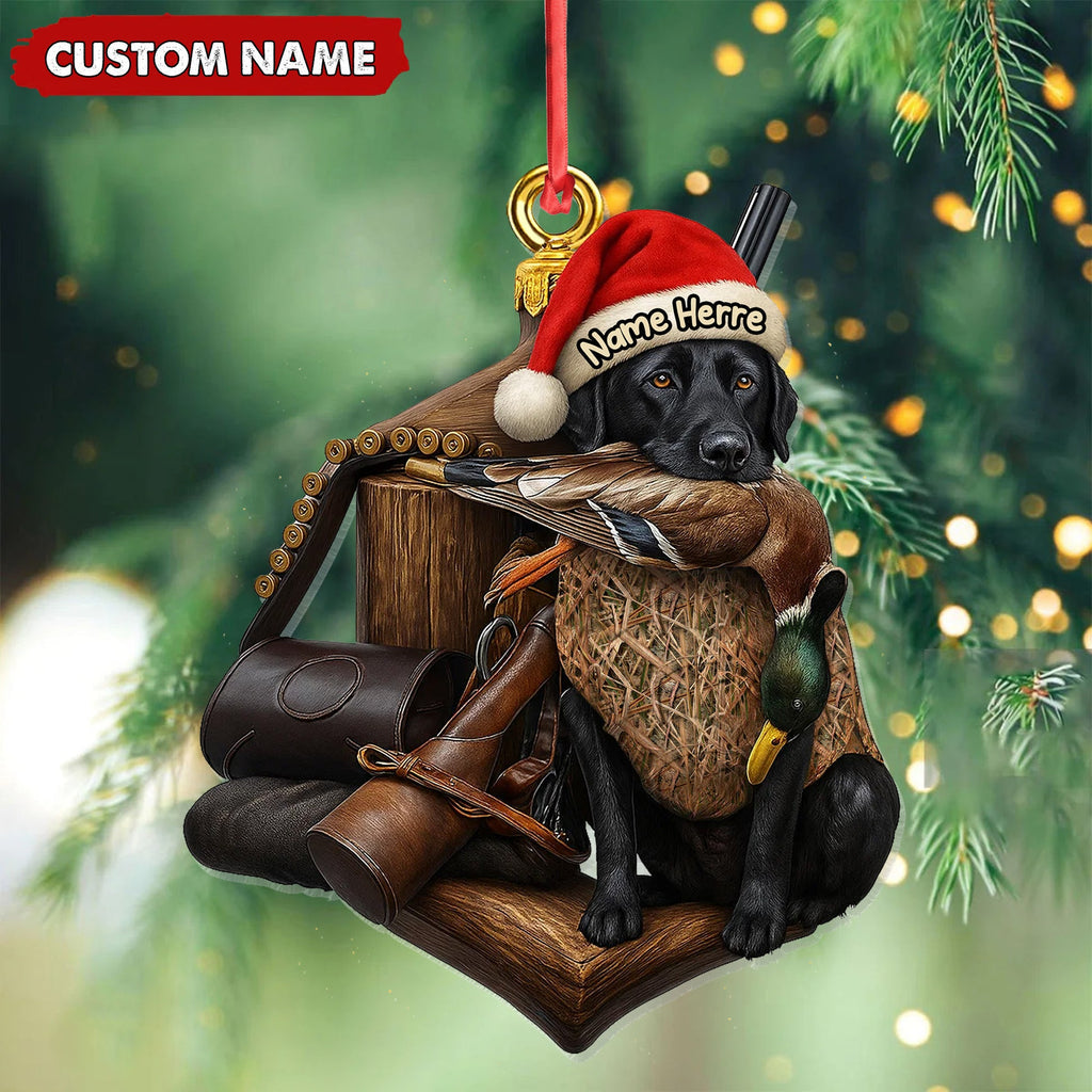 Personalized Duck Hunting Dog Ornament, Custom Name Christmas Gift for Hunters