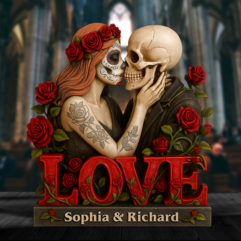 Skull Couple Acrylic Plaque - Personalized Gifts For Couple