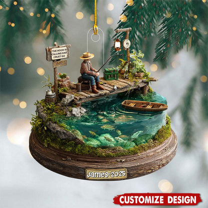 Personalized Fishing Man Christmas Ornament