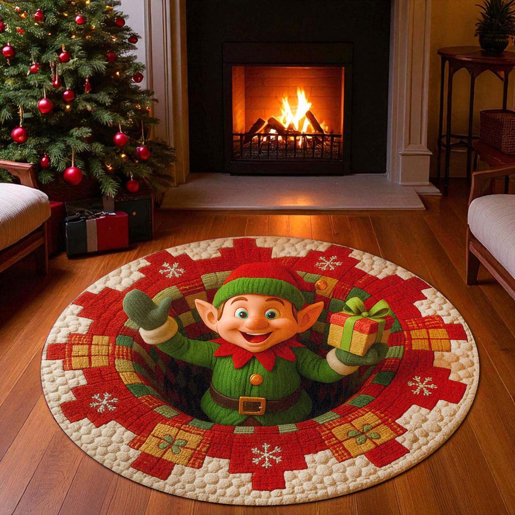 Christmas Elf Optical Illusion Rug
