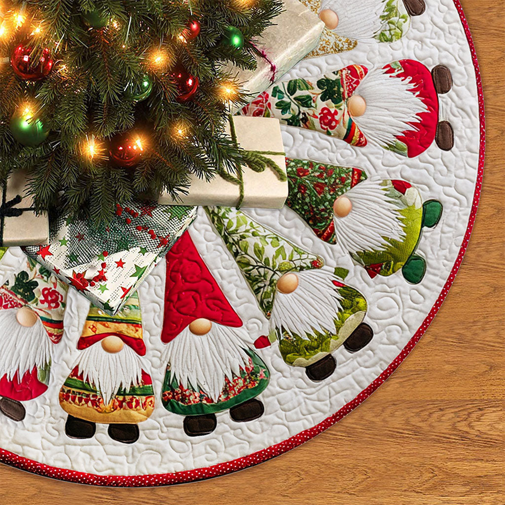 Christmas Tree Skirt with Gnome Round Rug