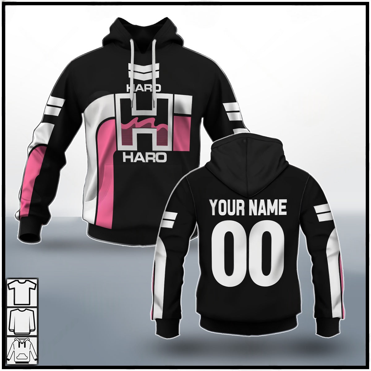 Personalize Haro BMX Racing Old School Classic Vintage Retro Black Pink Jersey