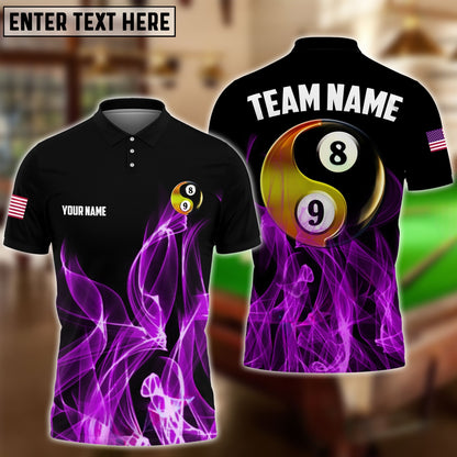 Billiards Ball 8&9 Heavenly Flame Personalized Name, Team Name Unisex Shirt