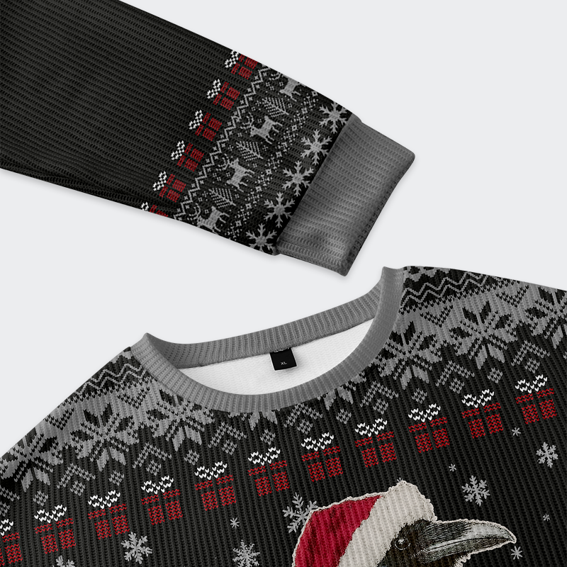 Lights, Santa, Raven! Christmas Ugly Sweatshirt