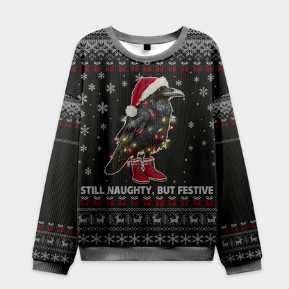 Lights, Santa, Raven! Christmas Ugly Sweatshirt