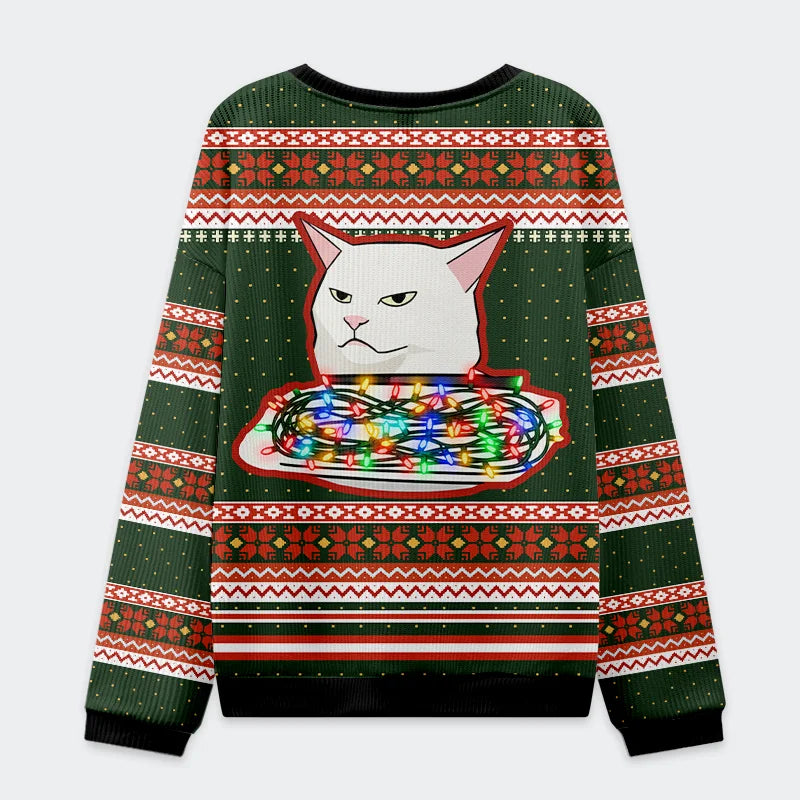 Stop Eating The Tinsel Cat Couple Christmas Ugly Sweatshirt