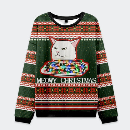 Stop Eating The Tinsel Cat Couple Christmas Ugly Sweatshirt
