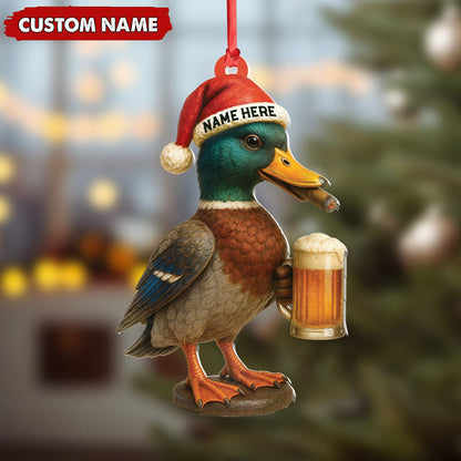 Personalized Mallard Duck Christmas Acrylic Ornament Custom Name Holiday Decor for Hunters & Nature Lovers