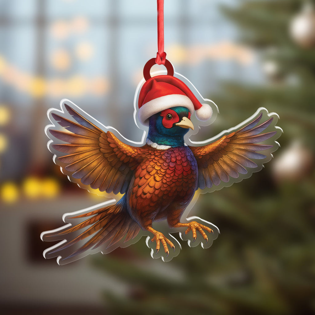Christmas Pheasant Acrylic Christmas Ornament - Funny Hunting Bird Decor Gift for Hunters & Outdoor Lovers