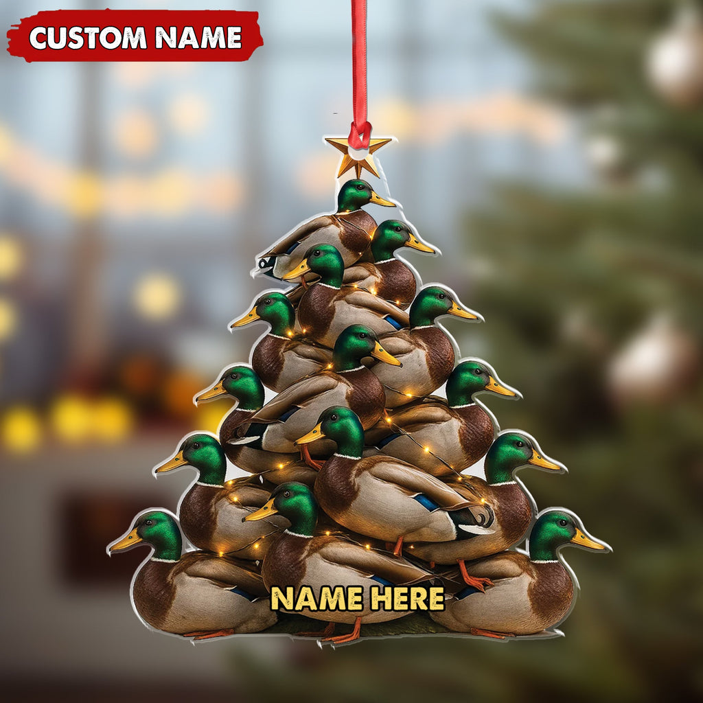Personalized Acrylic Mallard Duck Christmas Tree Ornament - Custom Hunting Holiday Decoration