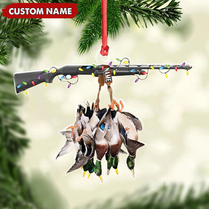 Personalized Duck Hunting Acrylic Christmas Ornament Custom Name Shotgun Gift For Hunters