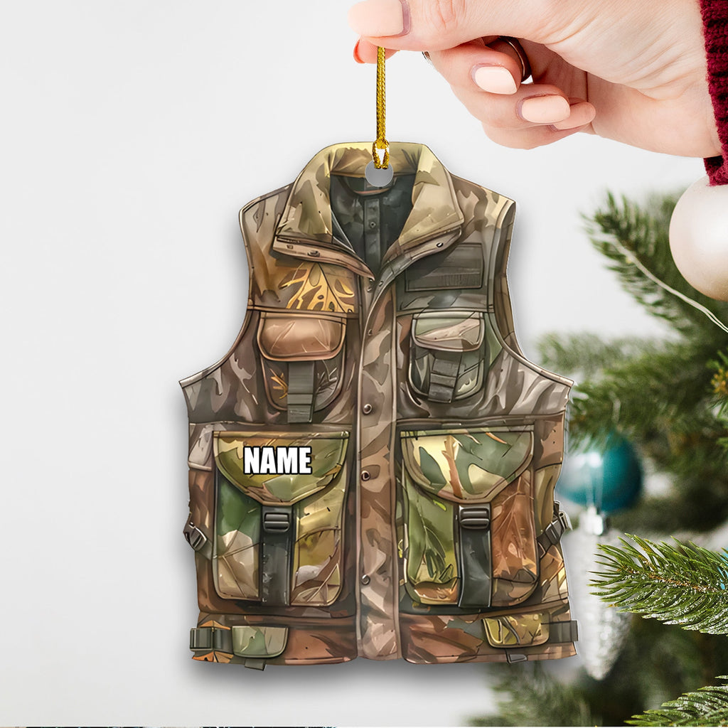 Personalized Camo Hunting Vest Ornament Custom Name Christmas Tree Decoration Gift for Hunters