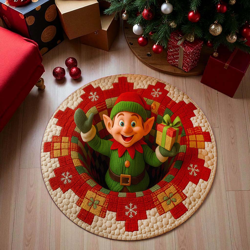 Christmas Elf Optical Illusion Rug